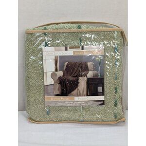 Sutton Place Home Collection Chain Stitch Boucle Luxury Throw 40"X68" Green